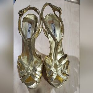 Prada Gold Heels Size 38